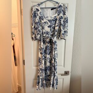 O.p.t Anthropology Dress Blue And White Midi Dress SZ S worn once